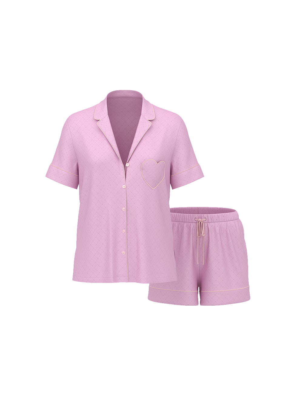 Conjunto de pijama corto en satén con motivo de corazón Signature