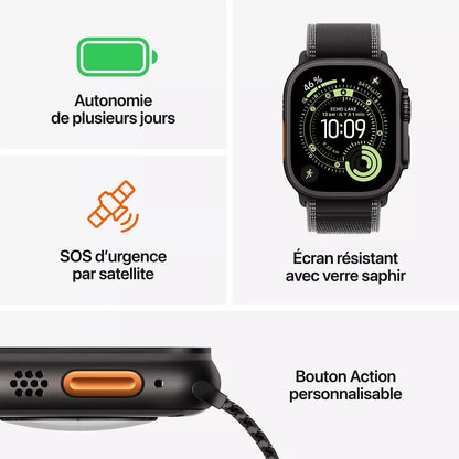 Reloj inteligente APPLE WATCH 49 mm Titanio Negro / Negro Océano Ultra 3 Cellular